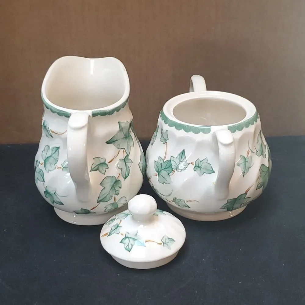 #25 Ivy Leaf Pattern Milk Jug and Sugar Bowl | Creamer Sugar Made in England